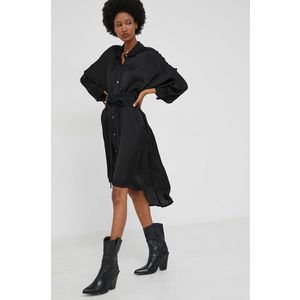 Hodvábne šaty Answear Lab čierna farba, mini, oversize vyobraziť