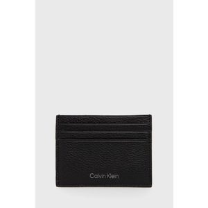 Kožené puzdro na karty Calvin Klein pánske, čierna farba vyobraziť