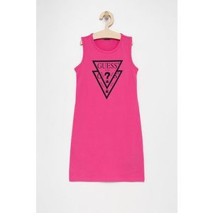 Dievčenské bavlnené šaty Guess ružová farba, mini, rovné vyobraziť