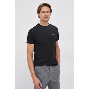 Tričko Pepe Jeans Basic pánske, čierna farba, jednofarebné vyobraziť