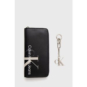 Peňaženka + kľúčenka Calvin Klein Jeans dámska, čierna farba vyobraziť
