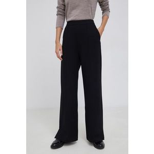 Nohavice Calvin Klein dámske, čierna farba, rovné, vysoký pás vyobraziť