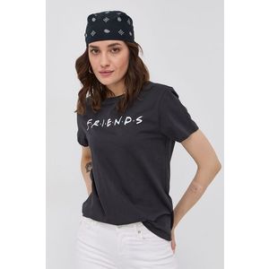 Bavlnené tričko Only x Friends šedá farba vyobraziť
