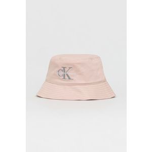 Bavlnený klobúk Calvin Klein Jeans ružová farba vyobraziť