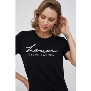 Tričko Lauren Ralph Lauren dámske, čierna farba vyobraziť