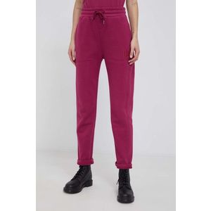 Nohavice Tommy Hilfiger dámske, fialová farba, jednofarebné vyobraziť