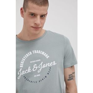 Bavlnené tričko Jack & Jones zelená farba, s potlačou vyobraziť