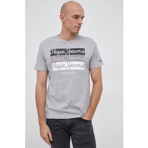 Tričko Pepe Jeans Abaden pánske, šedá farba, s potlačou vyobraziť