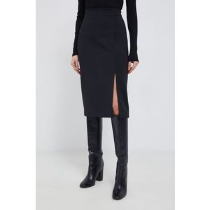 Sukňa Calvin Klein čierna farba, midi, rovná vyobraziť