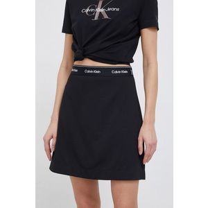 Sukňa Calvin Klein čierna farba, mini, áčkový strih vyobraziť