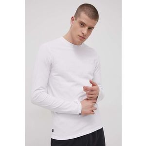 Bavlnené tričko s dlhým rukávom Superdry biela farba, jednofarebné vyobraziť