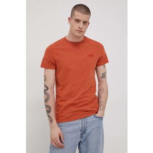 Bavlnené tričko Superdry oranžová farba, jednofarebné vyobraziť