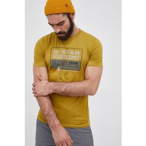 Bavlnené tričko G-Star Raw béžová farba, s potlačou vyobraziť