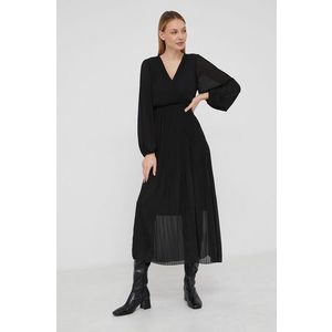 Šaty Answear Lab čierna farba, midi, áčkový strih vyobraziť