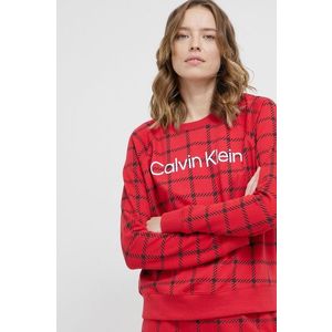 Pyžamová mikina Calvin Klein Underwear dámska, červená farba vyobraziť