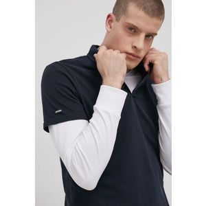 Bavlnené polo tričko Superdry tmavomodrá farba, jednofarebné vyobraziť