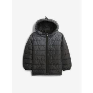 Zimná prešívaná bunda s kapucňou tmavosivá vyobraziť