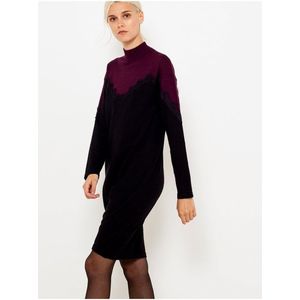Fialovo-čierne svetrové šaty CAMAIEU vyobraziť