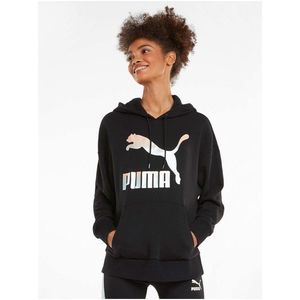 Čierna dámska mikina s kapucou Puma Classics Logo vyobraziť