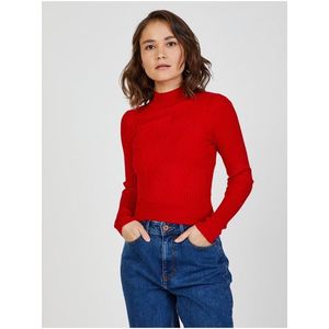 Červený dámsky rebrovaný sveter so stojačikom TALLY WEiJL vyobraziť