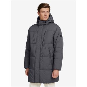 Šedý pánsky prešívaný zimný kabát s kapucou Tom Tailor Denim vyobraziť
