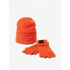 Oranžový dámsky set čiapky a rukavíc Desigual Happy Bag vyobraziť
