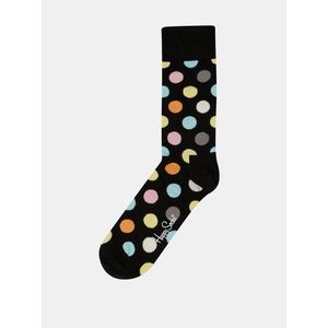 Ćierne unisex ponožky s farebnými bodkami Happy Socks Big Dots vyobraziť