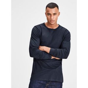 Tmavomodré basic tričko s dlhým rukávom Jack & Jones Basic vyobraziť