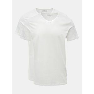 Balenie dvoch bielych basic tričiek s véčkovým výstrihom Jack & Jones vyobraziť