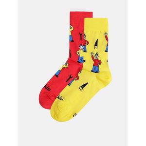 Žlto–červené vzorované ponožky Fusakle Pat a Mat vyobraziť
