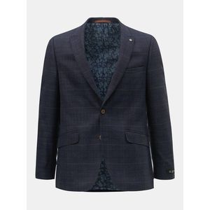 Tmavomodré kockované oblekové slim fit sako Burton Menswear London vyobraziť