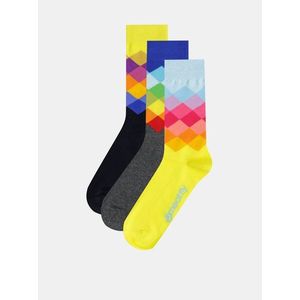 Sada troch párov vzorovaných ponožiek v žltej, modrej a čiernej farbe Meatfly vyobraziť