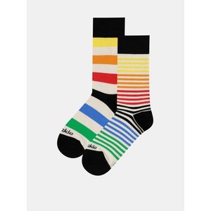 Krémové pruhované ponožky Fusakle Extrovert farebny vyobraziť