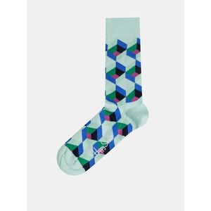 Mentolové vzorované ponožky Happy Socks Optic Sguare vyobraziť