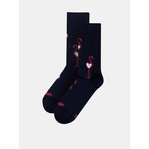 Tmavomodré dámske vzorované ponožky Fusakle Plameniak vyobraziť