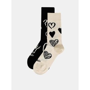 Krémovo-čierne vzorované ponožky Fusakle Symbol vyobraziť