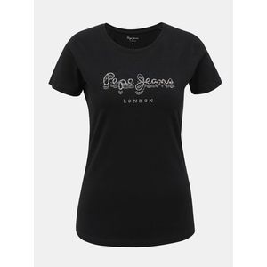 Čierne dámske tričko s ozdobnými kamienkami Pepe Jeans Beatrice vyobraziť