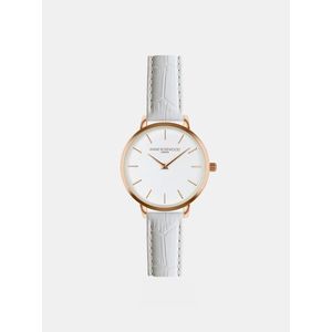 Dámske vzorované hodinky s bielym koženým remienkom Annie Rosewood vyobraziť