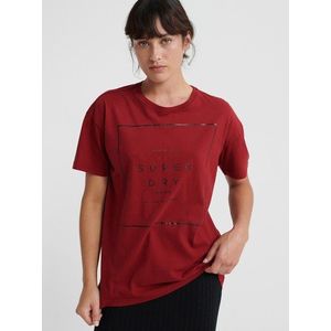 Červené dámske tričko s potlačou Superdry vyobraziť