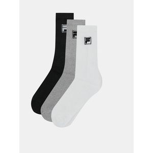 Sada troch párov ponožiek v bielej, čiernej a šedej farbe FILA vyobraziť