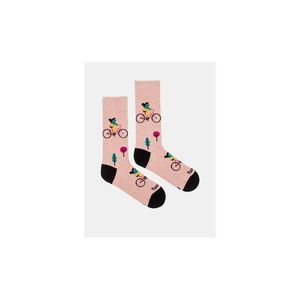 Ružové vzorované ponožky Fusakle Cyklistka v meste vyobraziť