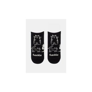 Čierne vzorované členkové ponožky Fusakle Čauky Mňauky vyobraziť