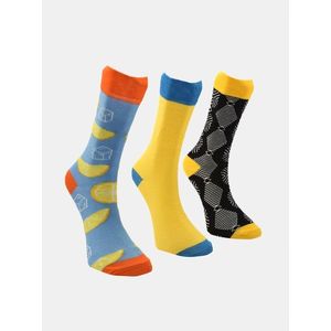 Sada troch párov pánskych ponožiek v modrej a žltej farbe Trendyol vyobraziť
