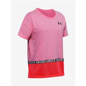 Tričko Under Armour Charged Cotton Taped SS T-Shirt - růžová vyobraziť