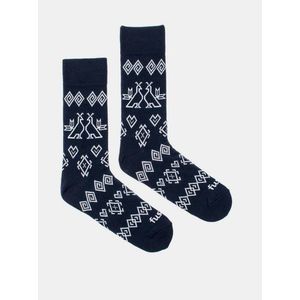 Tmavomodré vzorované ponožky Fusakle Modrotisk Čičmany vyobraziť