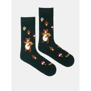 Tmavozelené vzorované ponožky Fusakle Medvěd vyobraziť