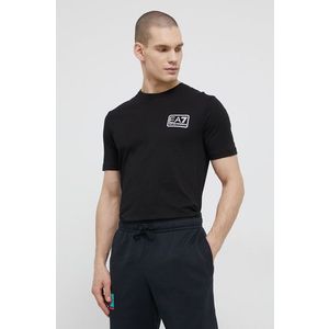 Tričko EA7 Emporio Armani pánske, čierna farba, jednofarebné vyobraziť