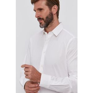Košeľa Sisley pánska, biela farba, slim, s klasickým golierom vyobraziť