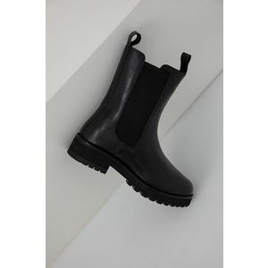 Kožené topánky Chelsea Answear Lab dámske, čierna farba, na plochom podpätku vyobraziť