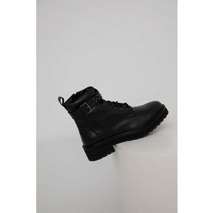 Kožené členkové topánky Answear Lab dámske, čierna farba, na plochom podpätku vyobraziť